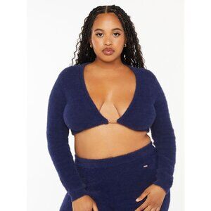 Savage X Fenty Fluff It Up PJ Crop Top Women's Long Sleeve Top Purple Size 2X